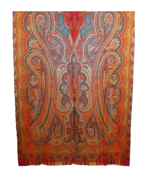 Rust and Purple Smudged Paisley Box Stole