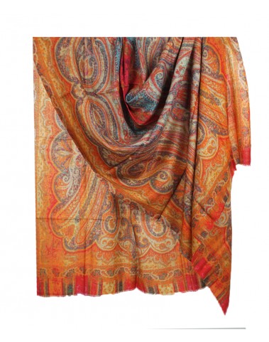 Rust and Purple Smudged Paisley Box Stole