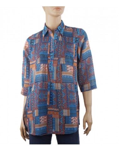 Casual  Kurti - Blue Block