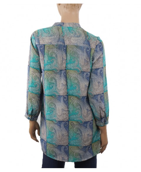  Long Silk Shirt - Grey Block paisley