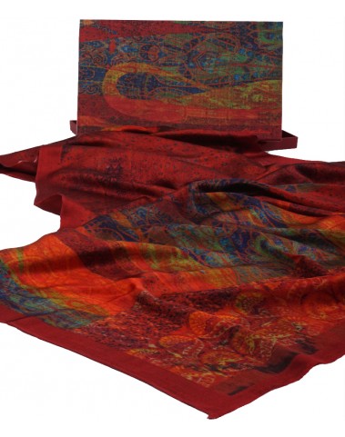 A Reversible stole - Orange Paisley With Matching Box