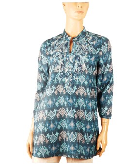 Casual Kurti - Peacock Green Embroidery With Mirrors 