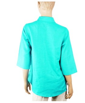 Casual Shirt - Aqua Green Embroidered
