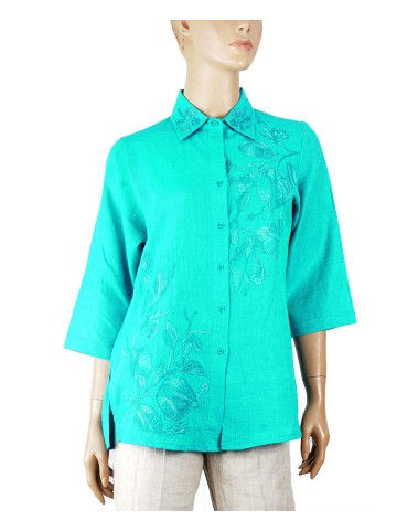 Casual Shirt - Aqua Green Embroidered