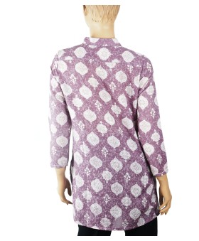 Casual Kurti - White Embroidery With Lavender Base