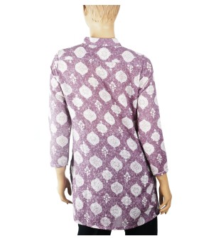Casual Kurti - White Embroidery With Lavender Base