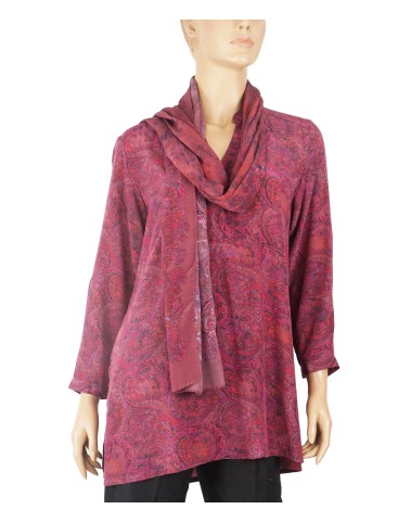 Long Silk Shirt -Pink Paisley