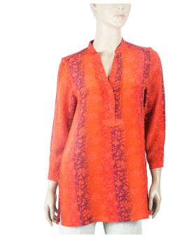 Long Silk Shirt - Red Floral Creepers