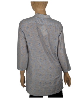 Casual Kurti - Blue Floral Embroidery