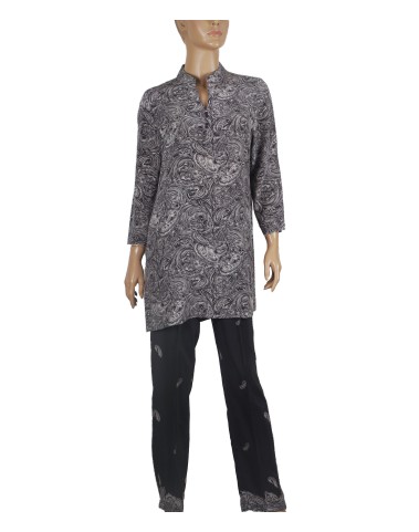 Silk Co-ord Set - Black And White Paisley Silk Co-ord Set - Black And White Paisley