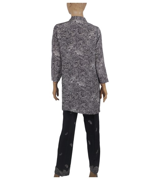 Silk Co-ord Set - Black And White Paisley Silk Co-ord Set - Black And White Paisley