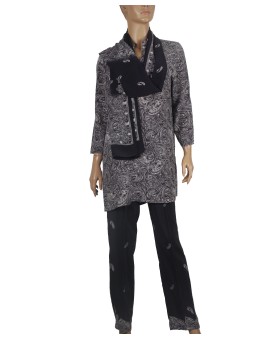 Silk Co-ord Set - Black And White Paisley