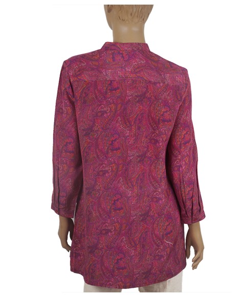 Long Silk Shirt - Pink Paisley