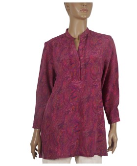 Long Silk Shirt - Pink Paisley