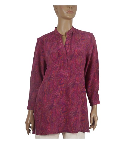 Long Silk Shirt - Pink Paisley
