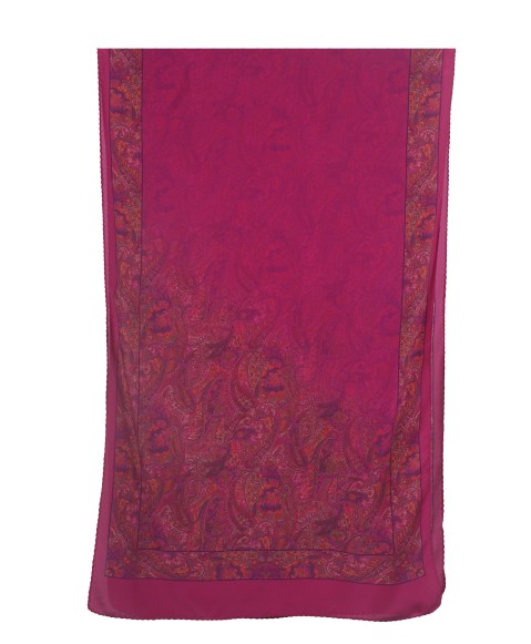 Crepe Silk Scarf - Pink Paisley