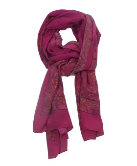 Crepe Silk Scarf - Pink Paisley