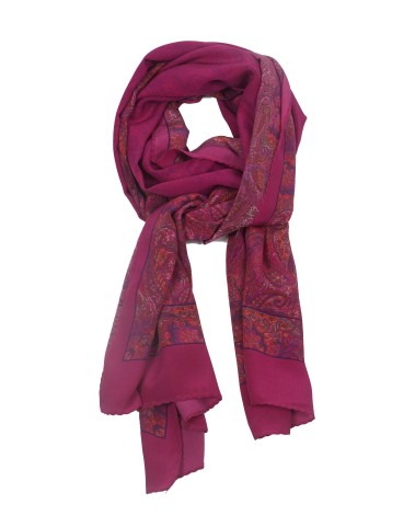 Crepe Silk Scarf - Pink Paisley