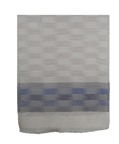 Ikat Stole - Blue And Grey 