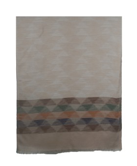 Ikat Stole - Beige Orange And Green