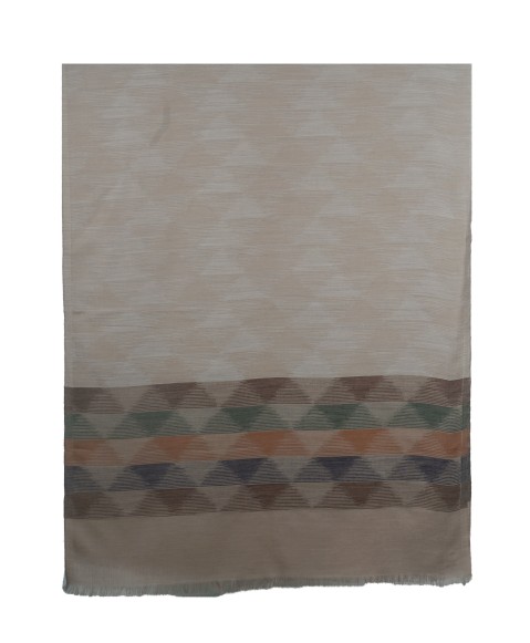 Ikat Stole - Beige Orange And Green