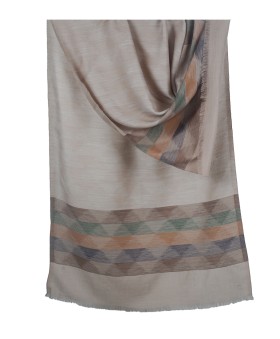 Ikat Stole - Beige Orange And Green