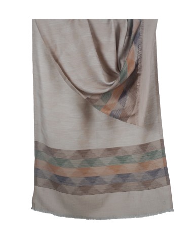 Ikat Stole - Beige Orange And Green