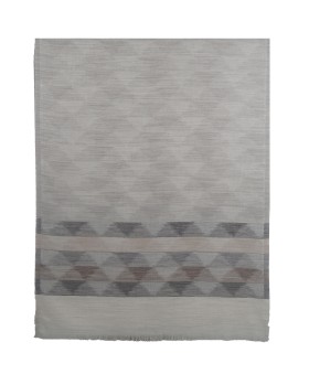 Ikat Stole - Off White And Brown