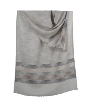 Ikat Stole - Off White And Brown
