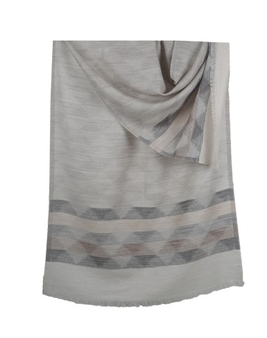 Ikat Stole - Off White And Brown