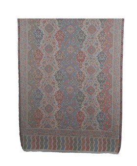 Jamewar Stole - Green Orange Blue Red floral