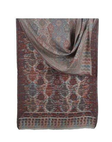 Jamewar Stole - Green Orange Blue Red floral Jamewar Stole - Green Orange Blue Red floral