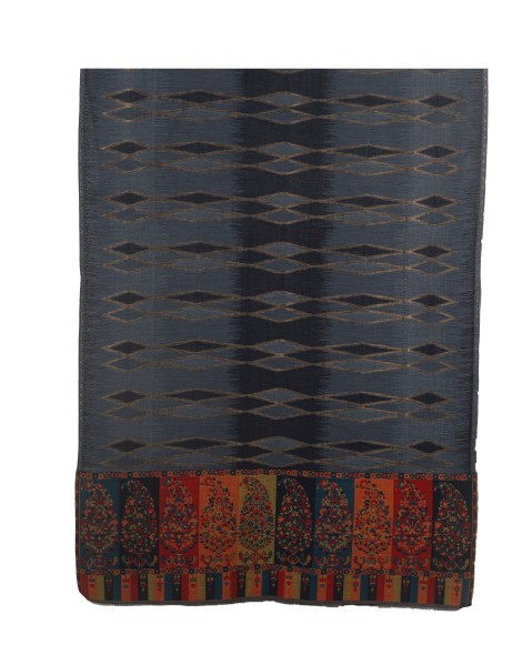 Jamewar Stole - Blue Ikat Jamewar