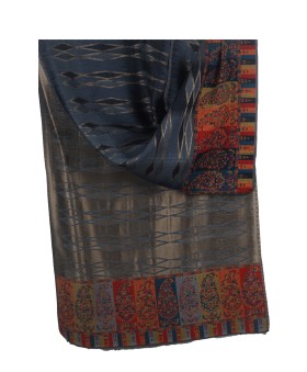 Jamewar Stole - Blue Ikat Jamewar