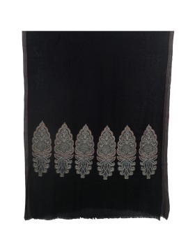 Jamewar Stole - Black Stole With Zari Work
