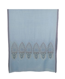 Jamewar Stole - Sky Blue Stole With Zari Work