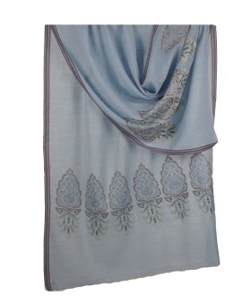 Jamewar Stole - Sky Blue Stole With Zari Work