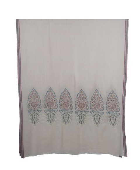 Jamewar Stole - Beige Stole With Zari Work