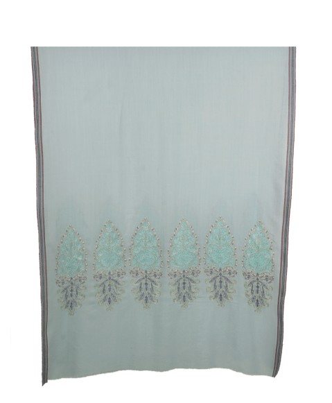Jamewar Stole - Powder Blue Stole With Zari Work