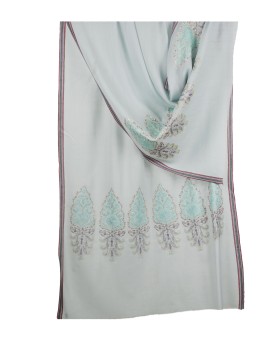 Jamewar Stole - Powder Blue Stole With Zari Work