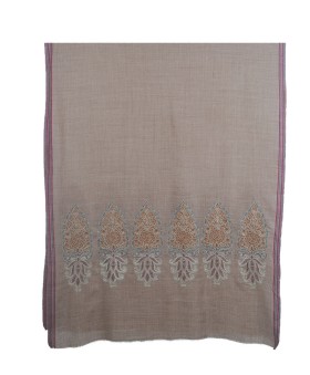 Jamewar Stole - Dark Beige Stole With Zari Work