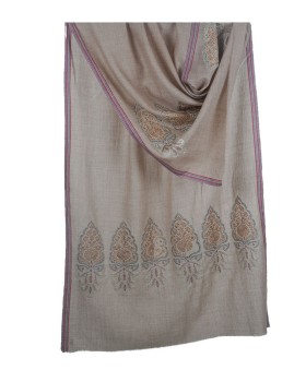 Jamewar Stole - Dark Beige Stole With Zari Work