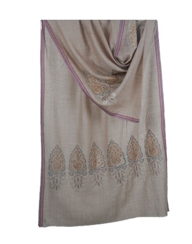 Jamewar Stole - Dark Beige Stole With Zari Work Jamewar Stole - Dark Beige Stole With Zari Work