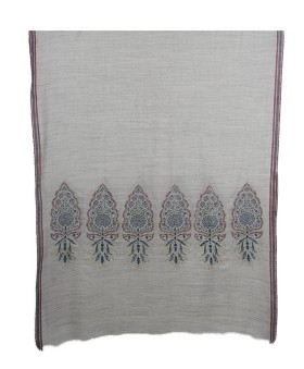 Jamewar Stole - Grey Stole With Zari Work