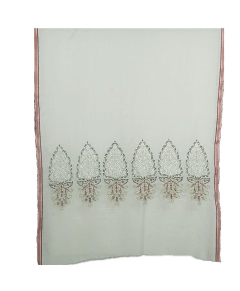 Jamewar Stole - Off White Stole With Zari Work