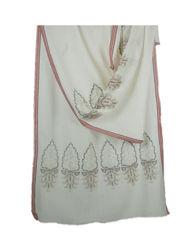 Jamewar Stole - Off White Stole With Zari Work