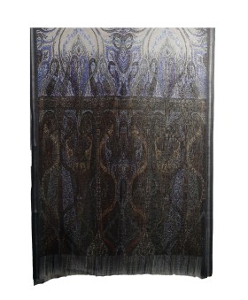 Printed Stole - Blue and Grey 