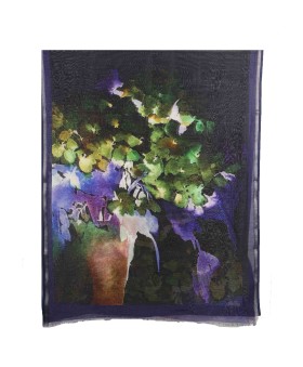 Printed Stole - Green Color Splash