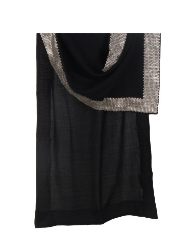 Black Sequence Border Stole