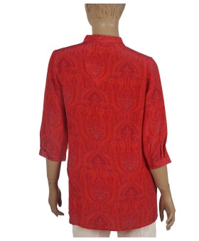 Short Silk Shirt - Red Ethnic
